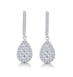 Diamond Pear Cluster Earrings Pave 1.4ct Set in 18K White Gold