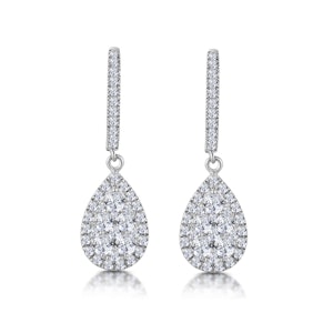 Diamond Pear Cluster Earrings Pave 1.4ct Set in 18K White Gold