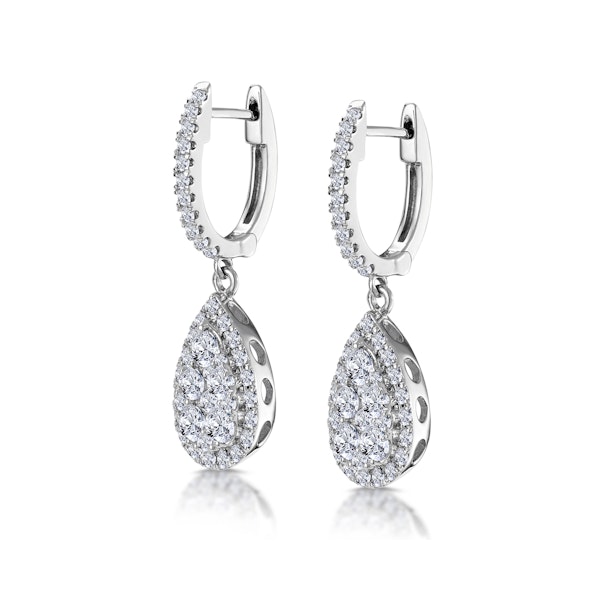 Diamond Pear Cluster Earrings Pave 1.4ct Set in 18K White Gold - Image 3