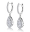 Diamond Pear Cluster Earrings Pave 1.4ct Set in 18K White Gold - image 3