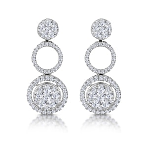 Athena Diamond Circle Multi Wear Earrings 1.3ct Set in 18K White Gold