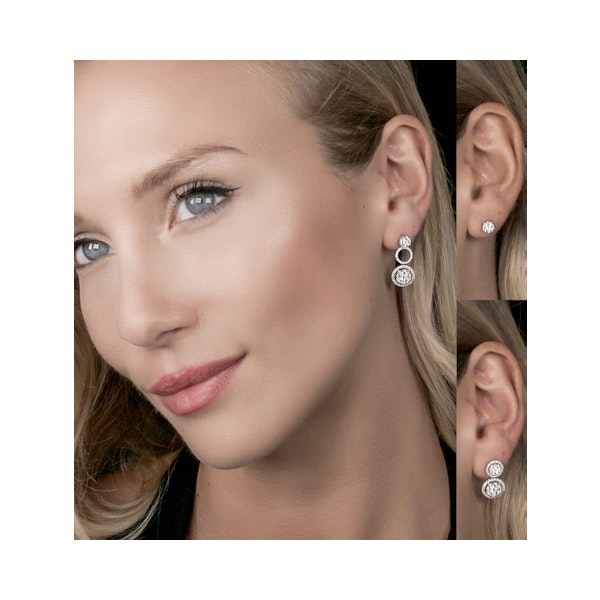 Athena Diamond Circle Multi Wear Earrings 1.3ct Set in 18K White Gold - Image 2