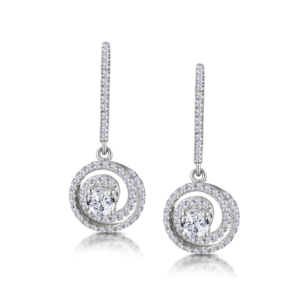 Diamond Swirl Drop Earrings 0.65ct Set in 18K White Gold - Image 1
