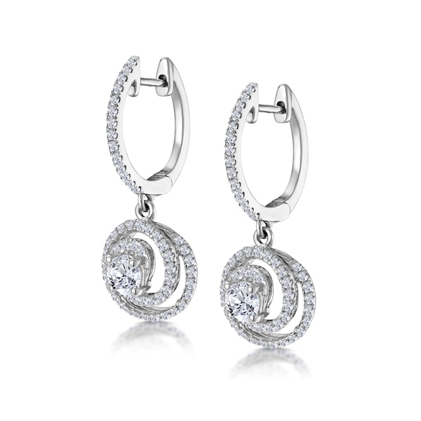 Diamond Swirl Drop Earrings 0.65ct Set in 18K White Gold - Image 3