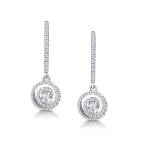 Diamond Swirl Drop Earrings 1.15ct Set in 18K White Gold