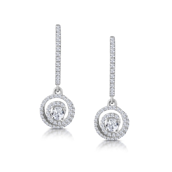 Diamond Swirl Drop Earrings 1.15ct Set in 18K White Gold - Image 1