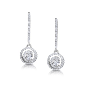 Diamond Swirl Drop Earrings 1.15ct Set in 18K White Gold