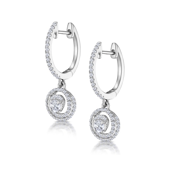 Diamond Swirl Drop Earrings 1.15ct Set in 18K White Gold - Image 3