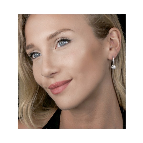 Diamond Swirl Drop Earrings 1.15ct Set in 18K White Gold - Image 2
