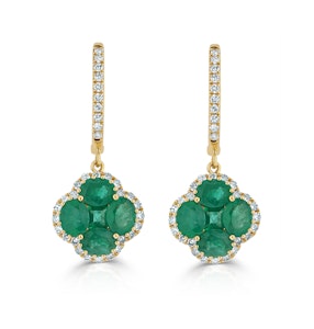 Emerald 2.05ct And Diamond 18K Yellow Gold Alegria Earrings