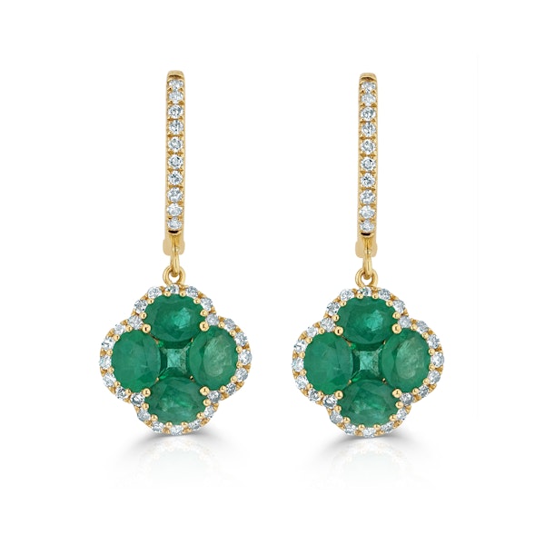 Emerald 2.05ct And Diamond 18K Yellow Gold Alegria Earrings - Image 1