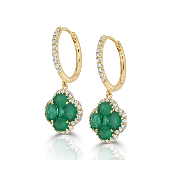 Emerald 2.05ct And Diamond 18K Yellow Gold Alegria Earrings - Image 3