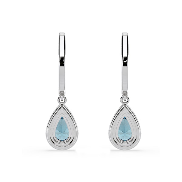 Diana Blue Lab Diamond 1.48ct Pear Halo Drop Earrings in 18K White Gold - Elara Collection - Image 5