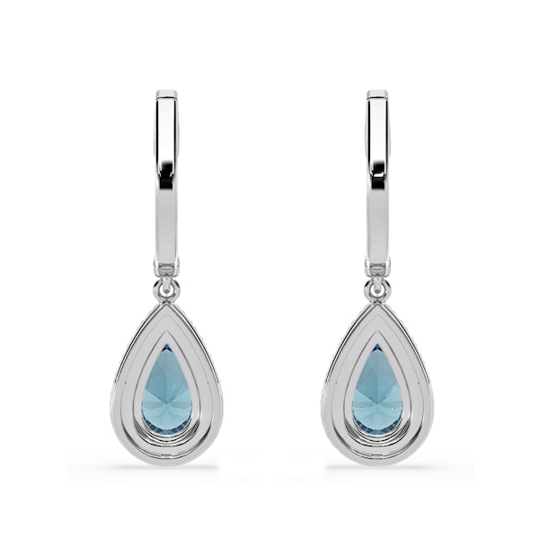 Diana Blue Lab Diamond 2.60ct Pear Halo Drop Earrings in 18K White Gold - Elara Collection - Image 5