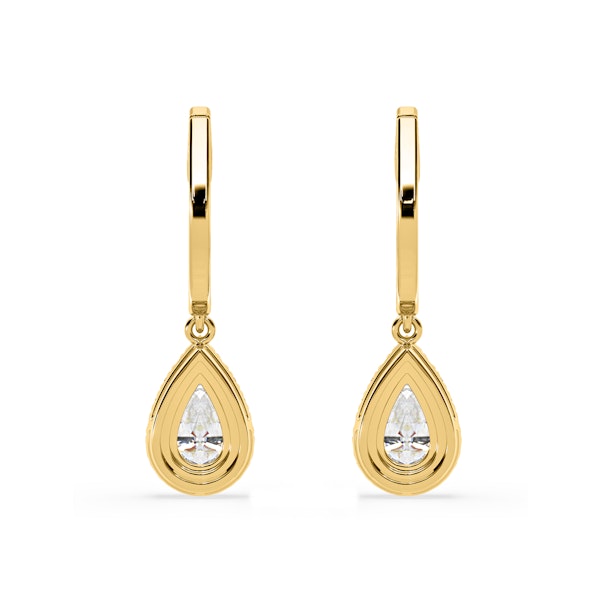 Diana Pear Lab Diamond Halo Drop Earrings 1.48ct in 18K Yellow Gold F/VS1 - Image 5