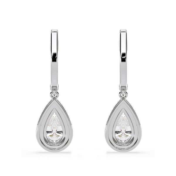 Diana Pear Lab Diamond Halo Drop Earrings 2.60ct in 18K White Gold F/VS1 - Image 5