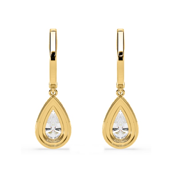 Diana Pear Lab Diamond Halo Drop Earrings 2.60ct in 18K Yellow Gold F/VS1 - Image 5