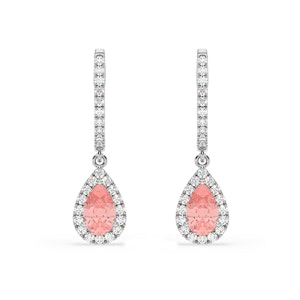 Diana Pink Lab Diamond 1.48ct Pear Halo Drop Earrings in 18K White Gold - Elara Collection