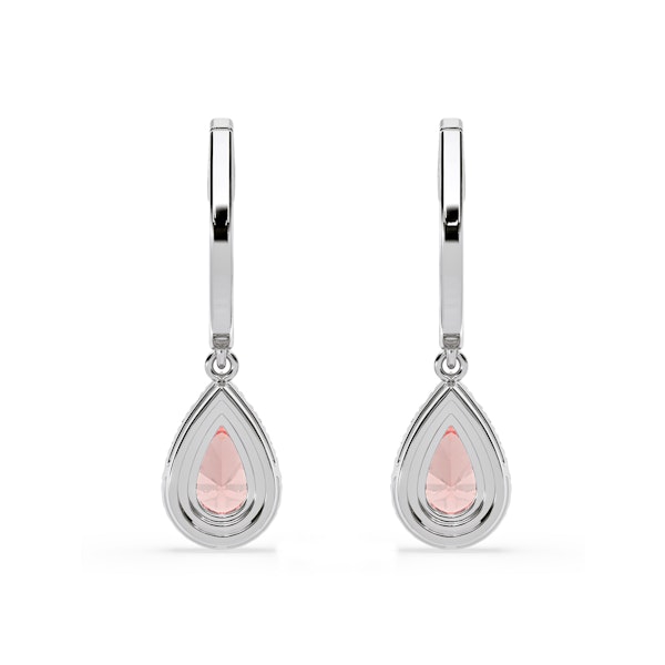 Diana Pink Lab Diamond 1.48ct Pear Halo Drop Earrings in 18K White Gold - Elara Collection - Image 5