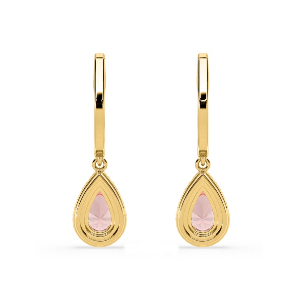 Diana Pink Lab Diamond 1.48ct Pear Halo Drop Earrings in 18K Yellow Gold - Elara Collection - Image 5