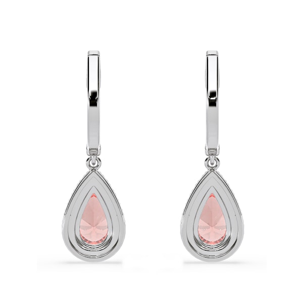 Diana Pink Lab Diamond 2.60ct Pear Halo Drop Earrings in 18K White Gold - Elara Collection - Image 5
