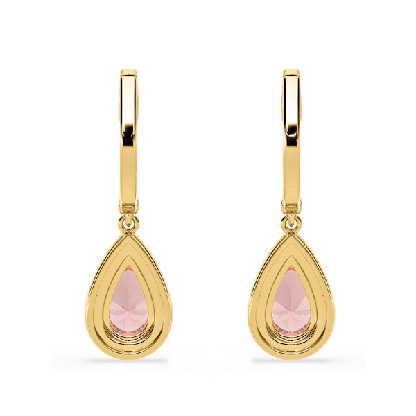 Diana Pink Lab Diamond 2.60ct Pear Halo Drop Earrings in 18K Yellow Gold - Elara Collection - Image 5