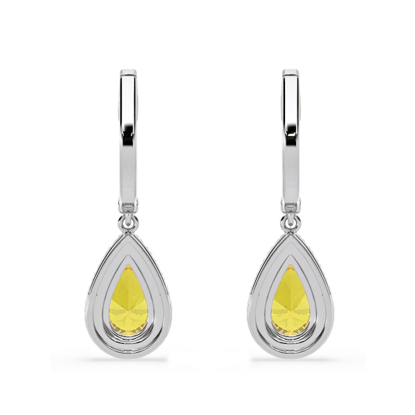 Diana Yellow Lab Diamond 2.60ct Pear Halo Drop Earrings in 18K White Gold - Elara Collection - Image 5