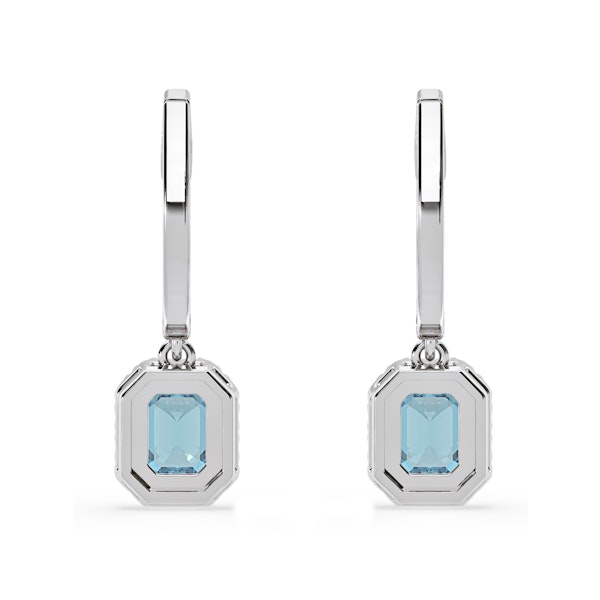 Annabelle Blue Lab Diamond 1.48ct Emerald Cut Halo Earrings in 18K White Gold - Elara Collection - Image 5