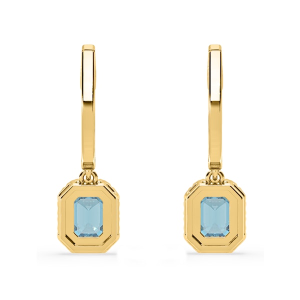 Annabelle Blue Lab Diamond 1.48ct Emerald Cut Halo Earrings in 18K Yellow Gold - Elara Collection - Image 5