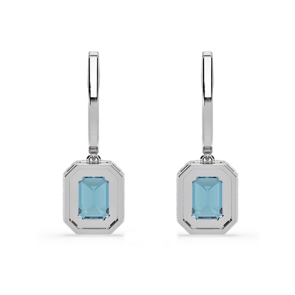 Annabelle Blue Lab Diamond 2.78ct Emerald Cut Halo Earrings in 18K White Gold - Elara Collection - Image 5
