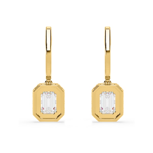 Annabelle Emerald Cut Lab Diamond Halo Drop Earrings 2.78ct in 18K Yellow Gold F/VS1 - Image 5