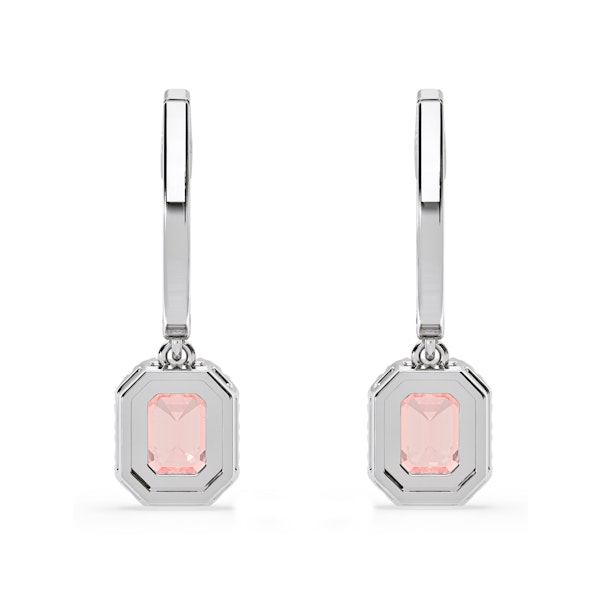 Annabelle Pink Lab Diamond 1.48ct Emerald Cut Halo Earrings in 18K White Gold - Elara Collection - Image 5