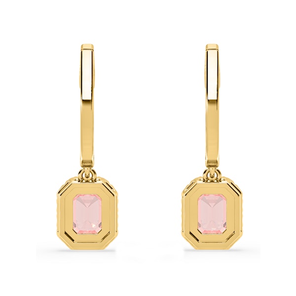 Annabelle Pink Lab Diamond 1.48ct Emerald Cut Halo Earrings in 18K Yellow Gold - Elara Collection - Image 5