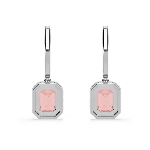Annabelle Pink Lab Diamond 2.78ct Emerald Cut Halo Earrings in 18K White Gold - Elara Collection - Image 5