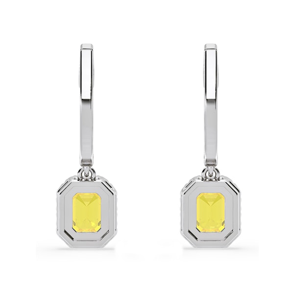 Annabelle Yellow Lab Diamond 1.48ct Emerald Cut Halo Earrings in 18K White Gold - Elara Collection - Image 5