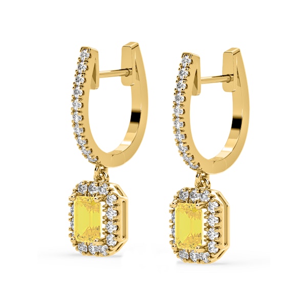 Annabelle Yellow Lab Diamond 1.48ct Emerald Cut Halo Earrings in 18K Yellow Gold - Elara Collection - Image 3