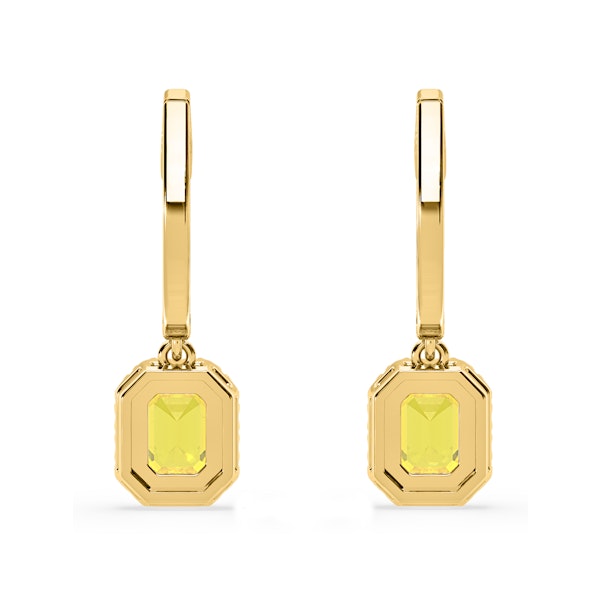 Annabelle Yellow Lab Diamond 1.48ct Emerald Cut Halo Earrings in 18K Yellow Gold - Elara Collection - Image 5