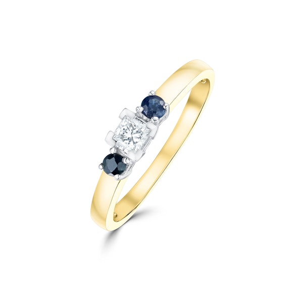 Lab Diamond 0.33ct And Sapphire 18K Gold Ring SIZES K and L - Image 1