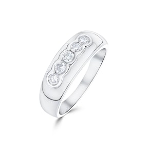 18K White Gold Chunky Ladies Diamond Ring - SIZE M