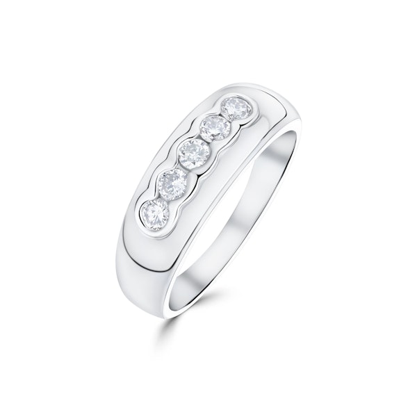 18K White Gold Chunky Ladies Diamond Ring - SIZE M - Image 1