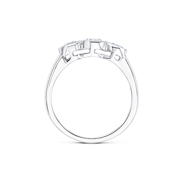 Certified 1.05CT 18K White Gold Brilliant Diamond Rubover Trilogy Ring - SIZE O - Image 2