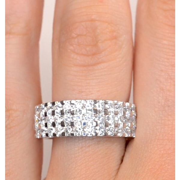 3 Row Diamond 1.50ct And 18K White Gold Half Eternity Ring - N4491 - Image 4
