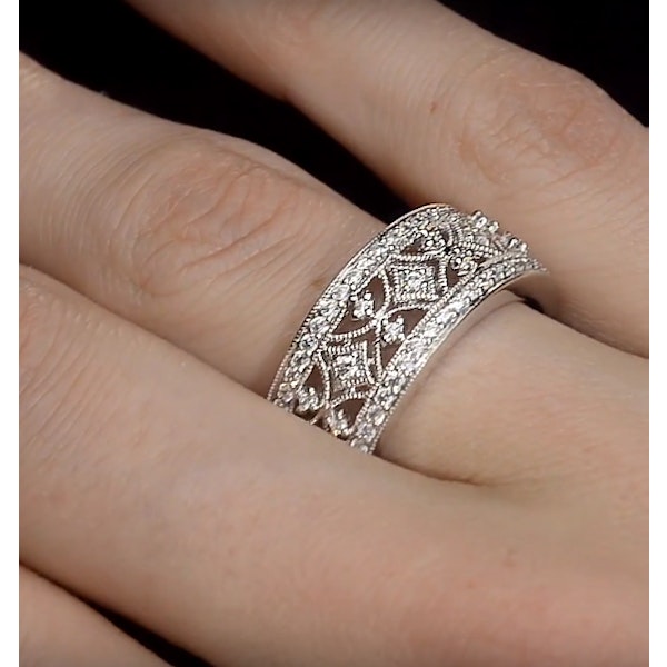 Vintage Wide Diamond Ring - Florence - 0.75ct 18K White Gold - SIZES J K.5 L - Image 4