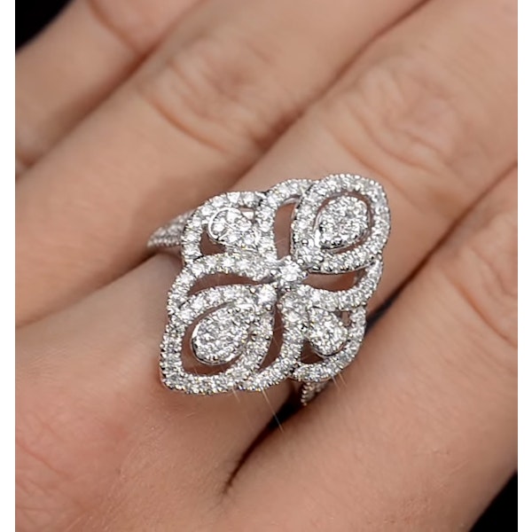 Vintage Diamond Ring 1.75CT H/Si in 18K White Gold -SIZE R - Image 4