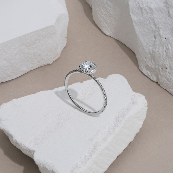 Ella Halo Lab Diamond Engagement Ring 0.55ct in 9K White Gold - Image 6