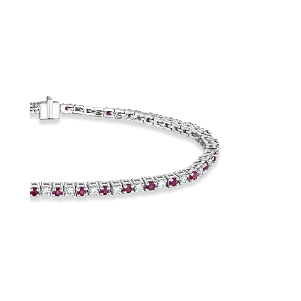 Ruby and 1ct Lab Diamond Tennis Bracelet in 925 Sterling Silver - Image 3