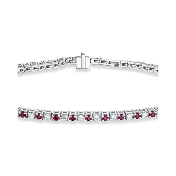 Ruby and 1ct Lab Diamond Tennis Bracelet in 925 Sterling Silver - Image 4