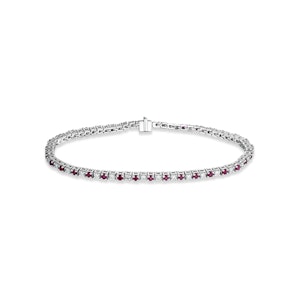 Ruby and 1ct Lab Diamond Tennis Bracelet in 925 Sterling Silver