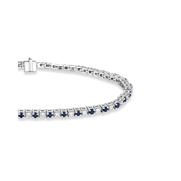 Blue Sapphire and 1ct Lab Diamond Tennis Bracelet in 925 Sterling Silver - Image 3