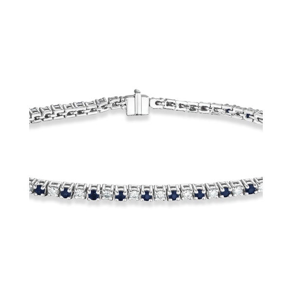 Blue Sapphire and 1ct Lab Diamond Tennis Bracelet in 925 Sterling Silver - Image 4